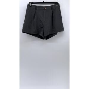 CIDER Women's Gray Solid High-Rise Casual Pleated Shorts SZ 0XL(12/14)